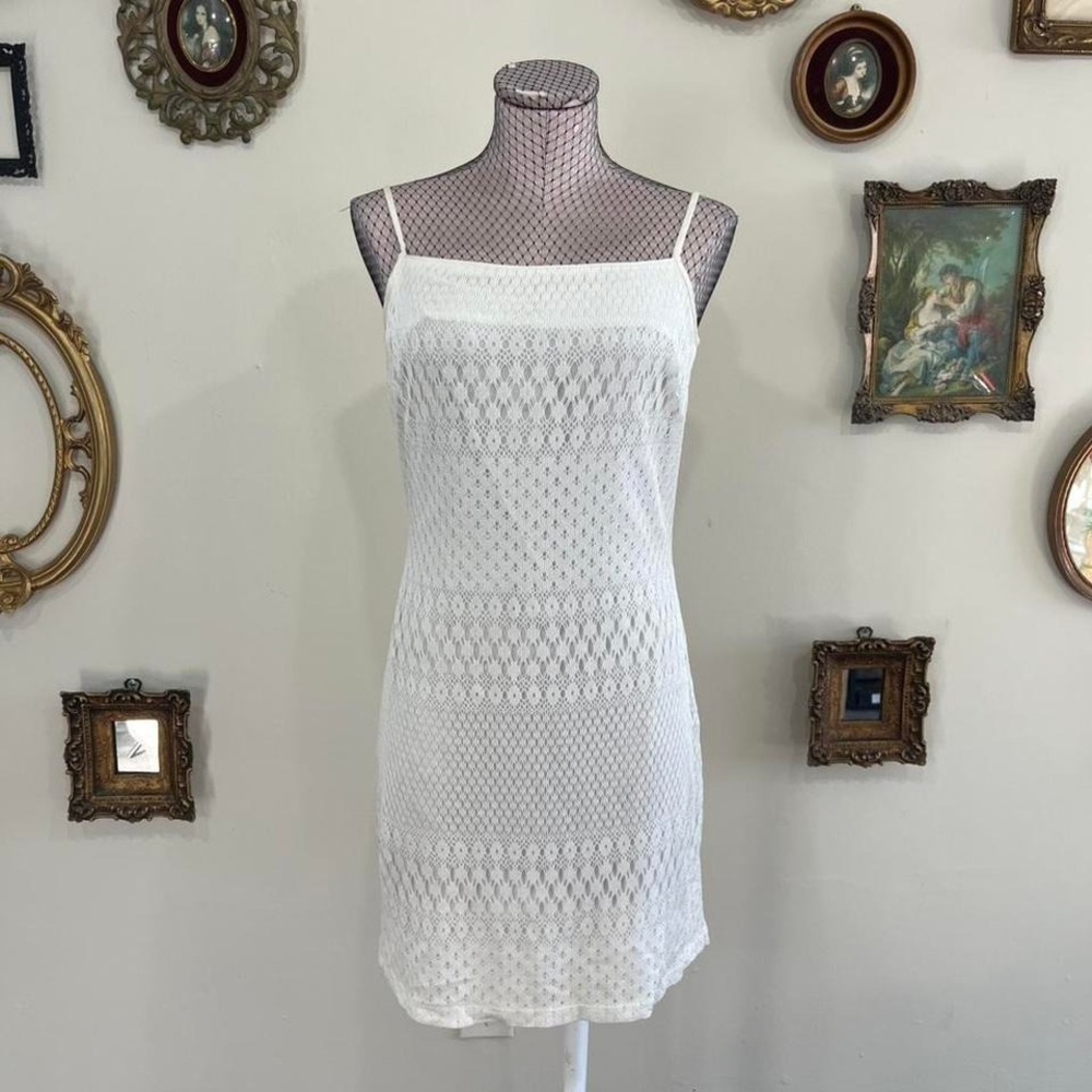 Vintage Jessica McClintock Gunne Sax‎ White Lace Slip Dress